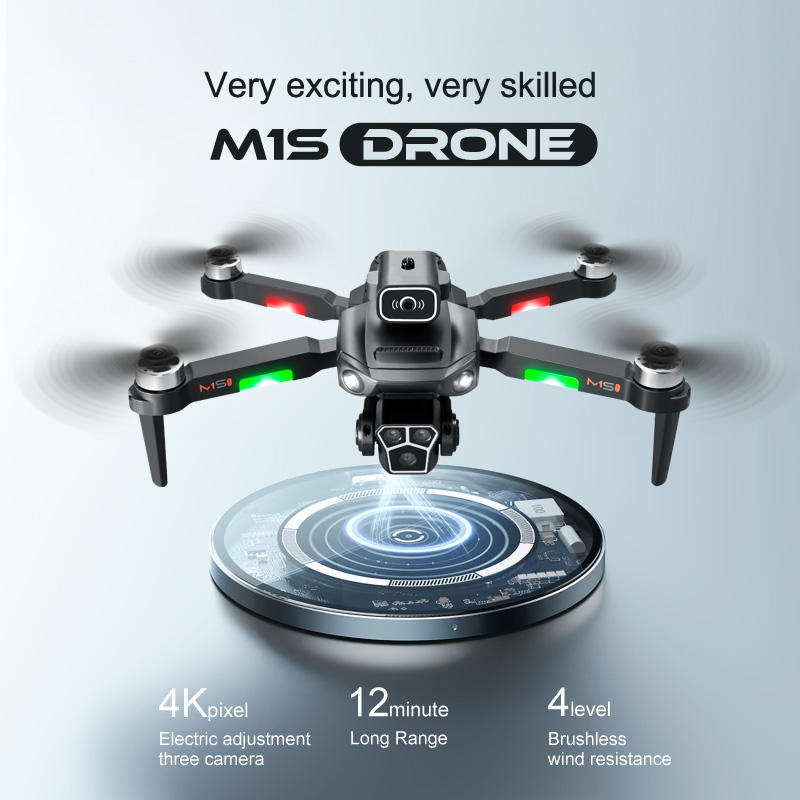 M1S Drone Profesional Three HD Camera Obstacle Avoidance Aerial Photography Brushless Motor Foldable Rc Quadcopter Toys