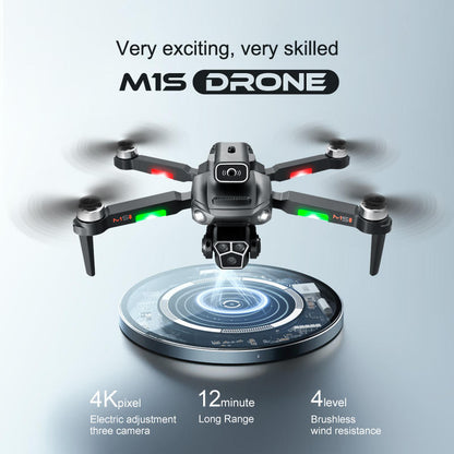 M1S Drone Profesional Three HD Camera Obstacle Avoidance Aerial Photography Brushless Motor Foldable Rc Quadcopter Toys