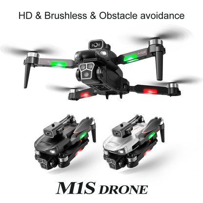 M1S Drone Profesional Three HD Camera Obstacle Avoidance Aerial Photography Brushless Motor Foldable Rc Quadcopter Toys